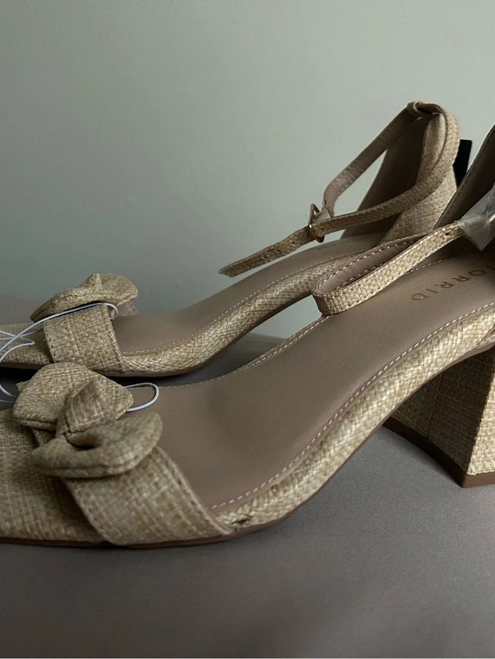 torrid Natural Beige Bow Ankle-Strap Block Heels
